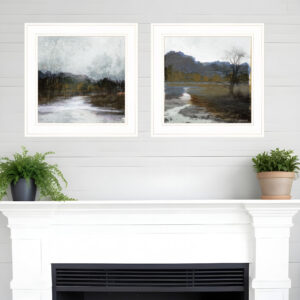 Set Of Two Winter Landscape  White Framed Print Wall Art