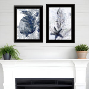 Set Of Two Ocean  Black Framed Print Wall Art