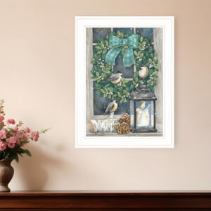 Winter Wreath  White Framed Print Wall Art