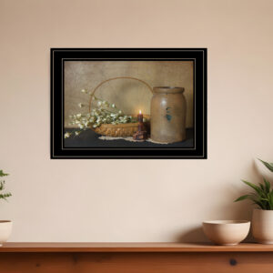 Basket of Flowers  Black Framed Print Wall Art