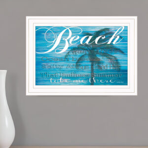 Take Me There Beach White Framed Print Wall Art