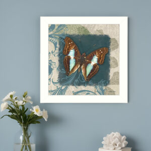 Swirl Butterfly White Framed Print Wall Art