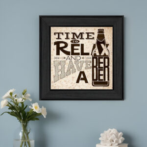 BeerTime to Relax Black Framed Print Wall Art