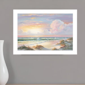 Golden Sunset on Crystal Cove  White Framed Print Wall Art