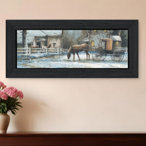 Evening on the Farm Black Framed Print Wall Art