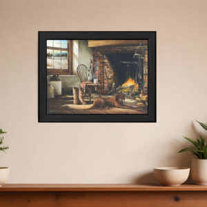 His Morning Coffee  Black Framed Print Wall Art