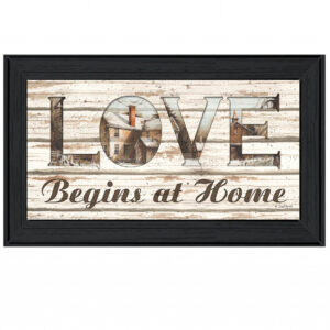 Love Begins at Home  Black Framed Print Wall Art
