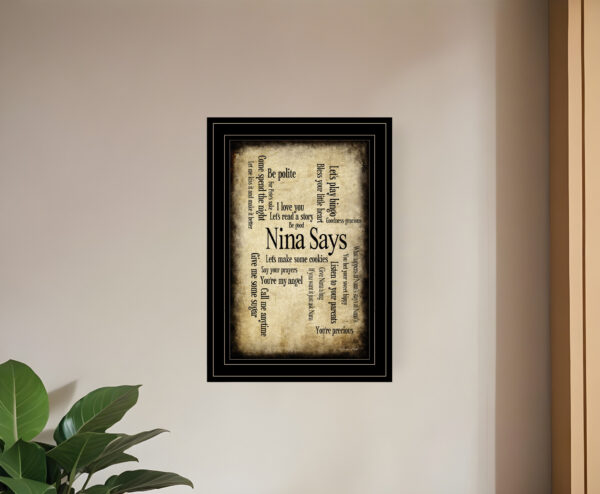 Nina Says  Black Framed Print Wall Art