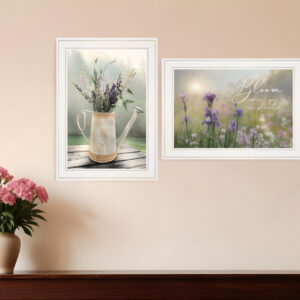 Set Of Two Bloom Where You are Planted  White Framed Print Wall Art