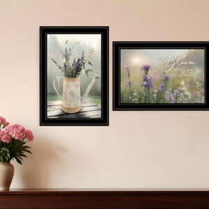 Set Of Two Bloom Where You are Planted  Black Framed Print Wall Art