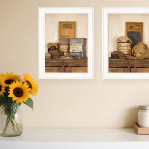 Set Of Two Creek Water Laundry White Framed Print Bathroom Wall Art