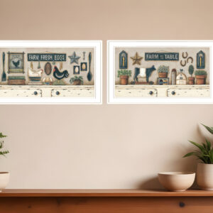 Set Of Two Farm Fresh White Framed Print Wall Art