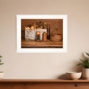 Gathering The Harvest  White Framed Print Kitchen Wall Art