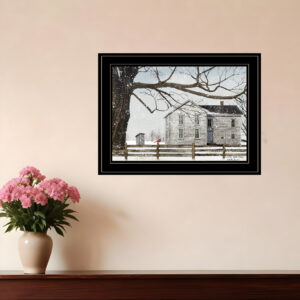 A Little Snow House  Black Framed Print Wall Art