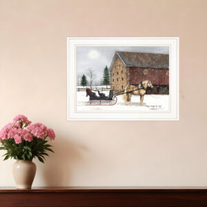 Dashing Through The Snow  White Framed Print Wall Art