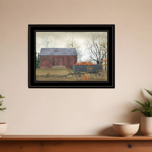 Pumpkin Wagon  Black Framed Print Wall Art