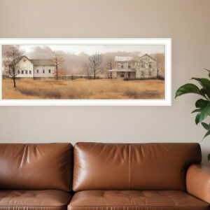 Peaceful Homestead  White Framed Print Wall Art