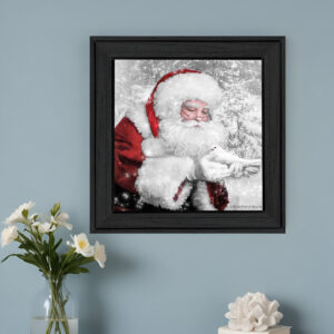 Santas Little Friends  Black Framed Print Wall Art