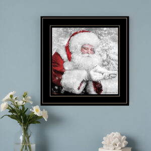 Santas Little Friends  Black Framed Print Wall Art
