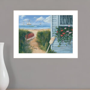 Beach Cottage  White Framed Print Wall Art