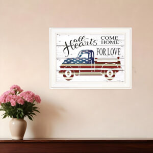 All Hearts Come Home for Love Truck  White Framed Print Wall Art