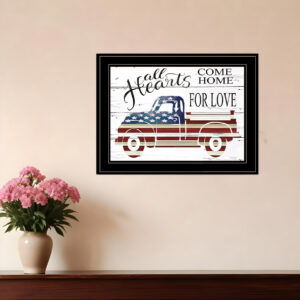 All Hearts Come Home for Love Truck  Black Framed Print Wall Art