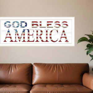God Bless America  White Framed Print Wall Art