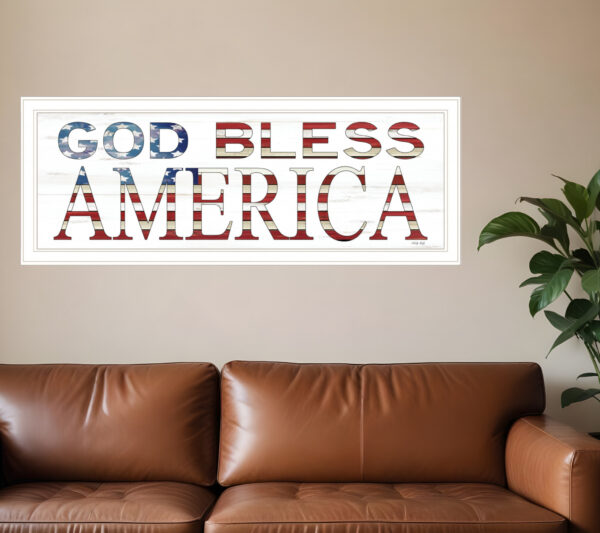 God Bless America  White Framed Print Wall Art
