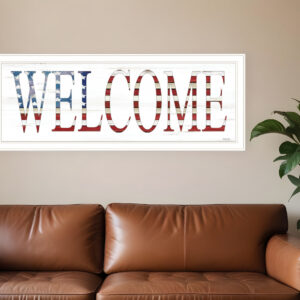 Patriotic Welcome  White Framed Print Wall Art