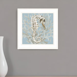 Coral Seahorse I  White Framed Print Wall Art