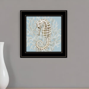 Coral Seahorse II  Black Framed Print Wall Art