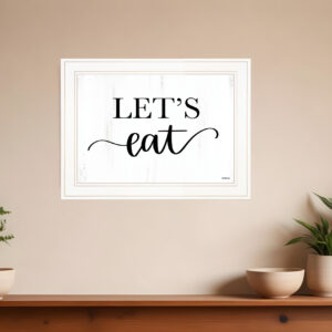 Lets Eat  White Framed Print Kitchen Wall Art