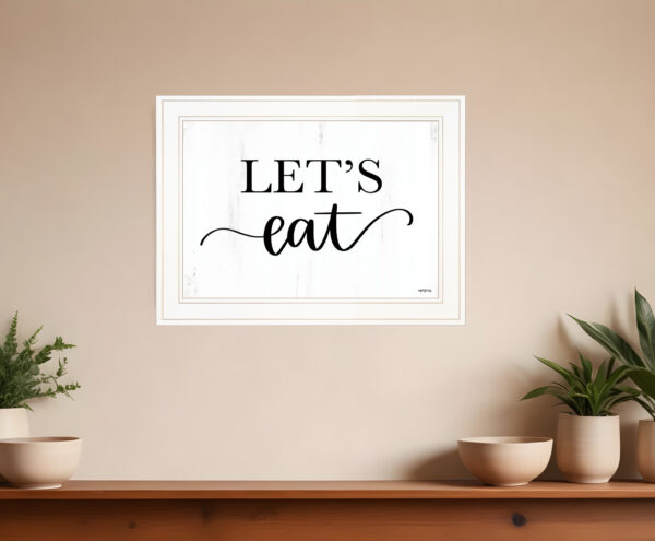 Lets Eat  White Framed Print Kitchen Wall Art