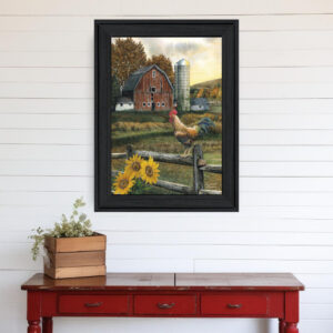 Early Rooster  Black Framed Print Wall Art