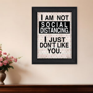 Social Distancing  Black Framed Print Wall Art
