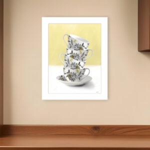 Time for Tea Yellow  White Framed Print Wall Art