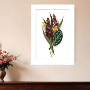 Tropical Sprig  White Framed Print Wall Art