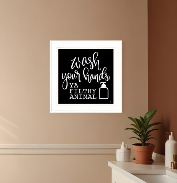 Wash Your Hands  White Framed Print Bathroom Wall Art