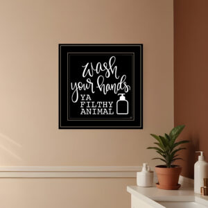 Wash Your Hands  Black Framed Print Bathroom Wall Art