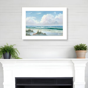Beach  White Framed Print Wall Art