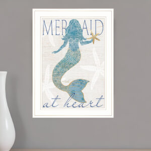 Mermaid at Heart  White Framed Print Wall Art
