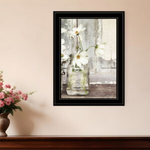 White Blossoms  Black Framed Print Wall Art