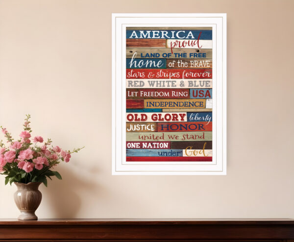America Proud  White Framed Print Wall Art