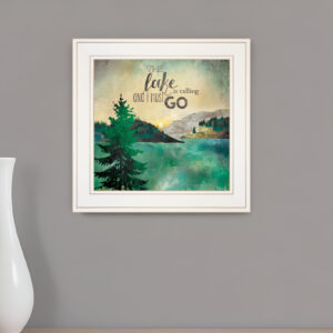 The Lake is Calling  White Framed Print Wall Art