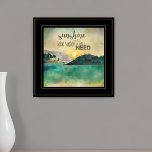 Sunshine And Lake Water  Black Framed Print Wall Art