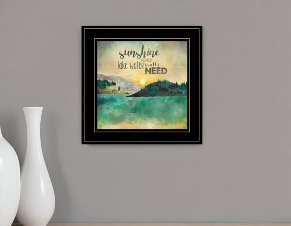 Sunshine And Lake Water  Black Framed Print Wall Art
