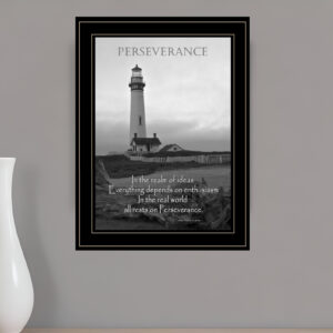 Perseverance Grayscale  Black Framed Print Wall Art