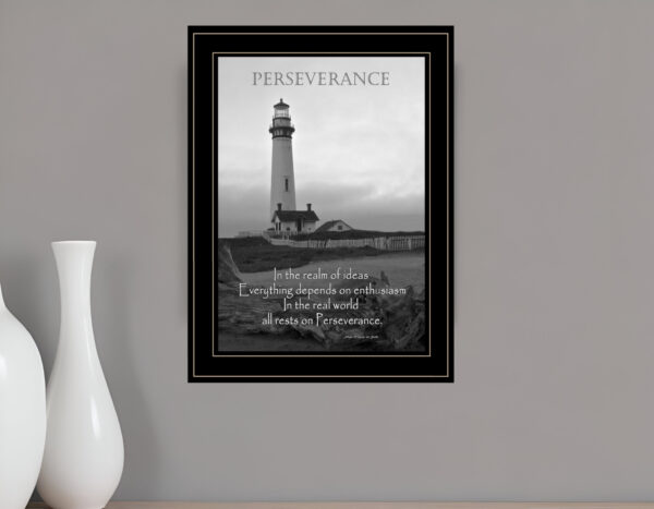 Perseverance Grayscale  Black Framed Print Wall Art
