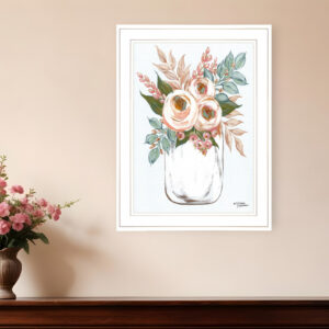 Floral Jar  White Framed Print Wall Art