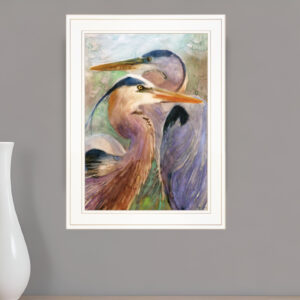 Blue Heron Duet  White Framed Print Wall Art